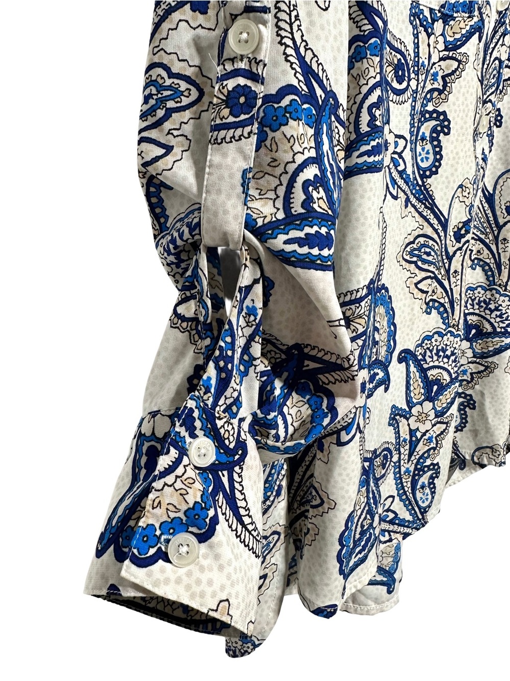 TOMMY HILFIGER Paisley Button Down Blouse Coastal Boho Preppy - Picture 3 of 9